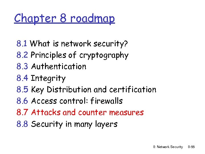 Chapter 8 roadmap 8. 1 What is network security? 8. 2 Principles of cryptography