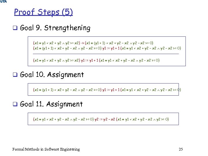 Proof Steps (5) q Goal 9. Strengthening {x 1 y 1 x 2 +