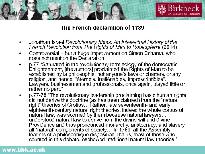 The French declaration of 1789 • • Jonathan Israel Revolutionary Ideas: An Intellectual History