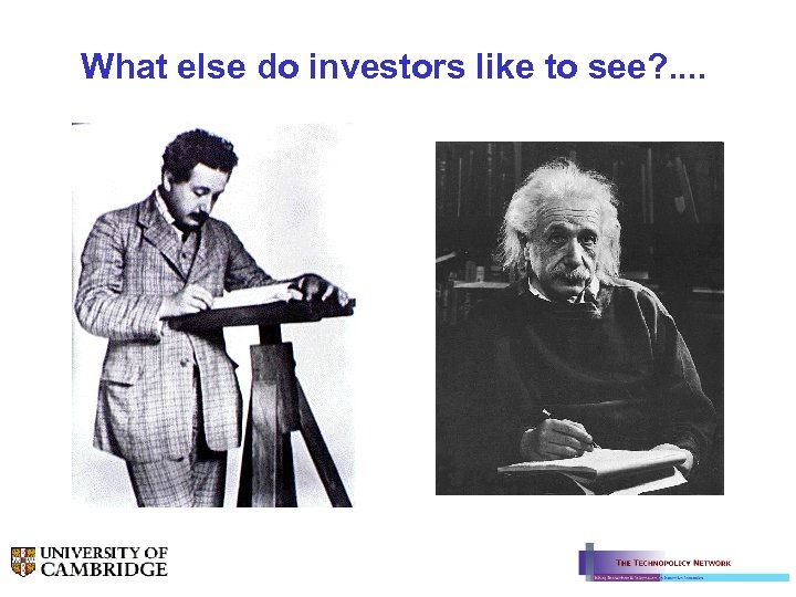 What else do investors like to see? . . 