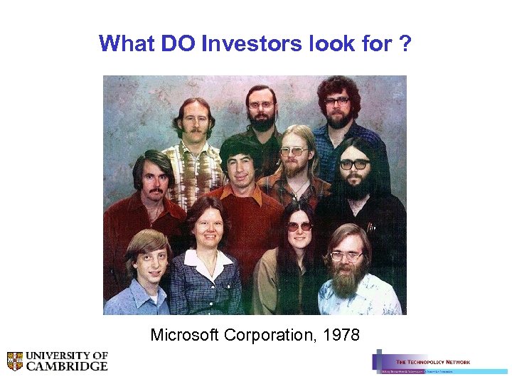 What DO Investors look for ? Microsoft Corporation, 1978 