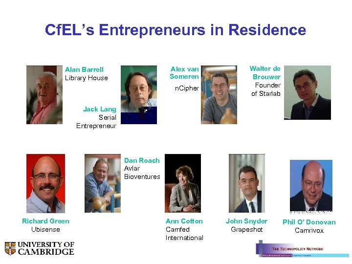 Cf. EL’s Entrepreneurs in Residence Alex van Someren Alan Barrell Library House n. Cipher