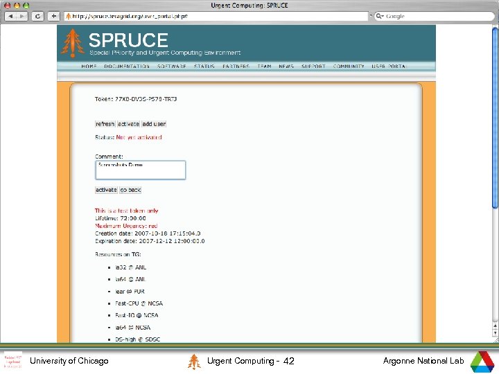 4 University of Chicago Urgent Computing - 42 Argonne National Lab 