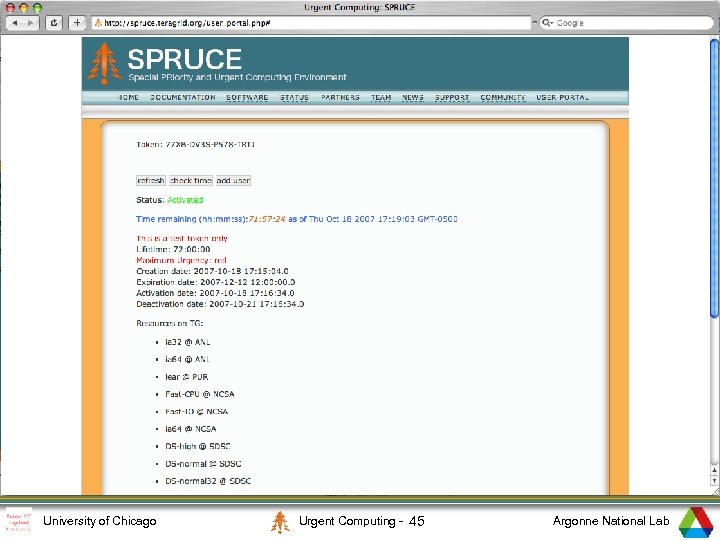 7 University of Chicago Urgent Computing - 45 Argonne National Lab 