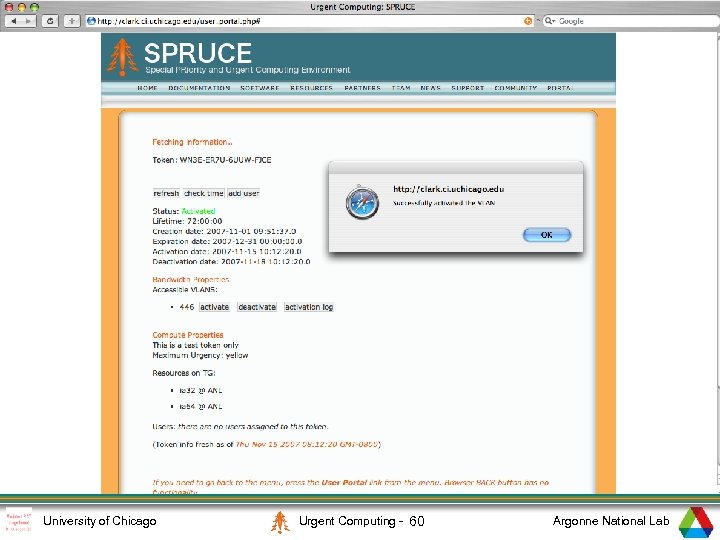3 University of Chicago Urgent Computing - 60 Argonne National Lab 
