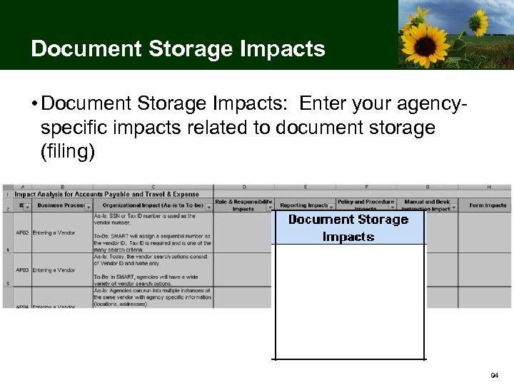 Document Storage Impacts • Document Storage Impacts: Enter your agencyspecific impacts related to document