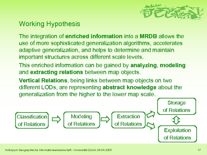 Working Hypothesis The integration of enriched information into a MRDB allows the use of