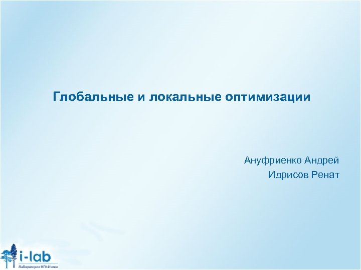 Глобальные и локальные оптимизации Ануфриенко Андрей Идрисов Ренат 