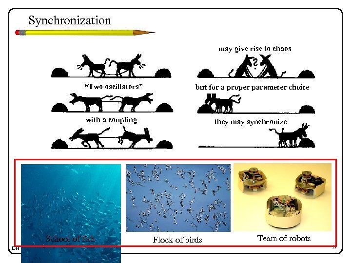 Synchronization may give rise to chaos “Two oscillators” but for a proper parameter choice
