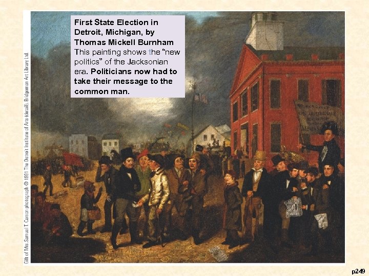 First State Election in Detroit, Michigan, by Thomas Mickell Burnham This painting shows the