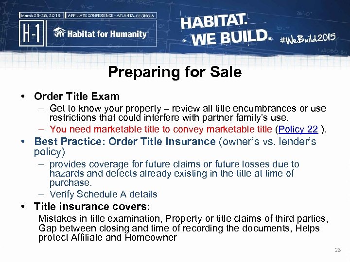 Preparing for Sale • Order Title Exam – Get to know your property –