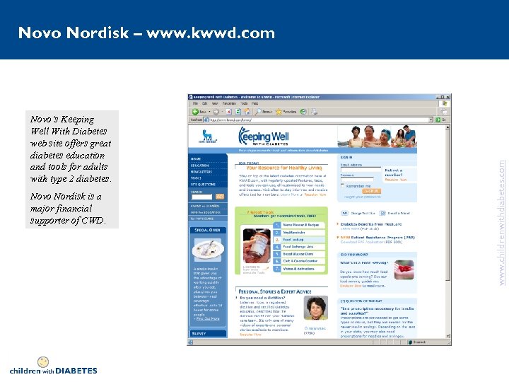 Novo’s Keeping Well With Diabetes web site offers great diabetes education and tools for