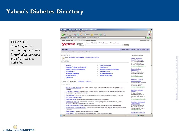Yahoo! is a directory, not a search engine. CWD is ranked as the most