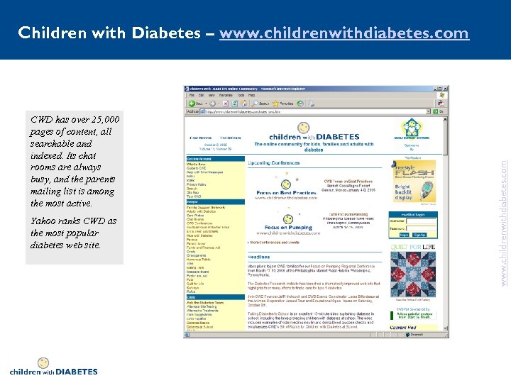 CWD has over 25, 000 pages of content, all searchable and indexed. Its chat