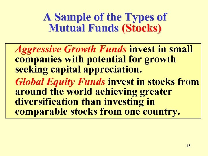 A Sample of the Types of Mutual Funds (Stocks) Aggressive Growth Funds invest in