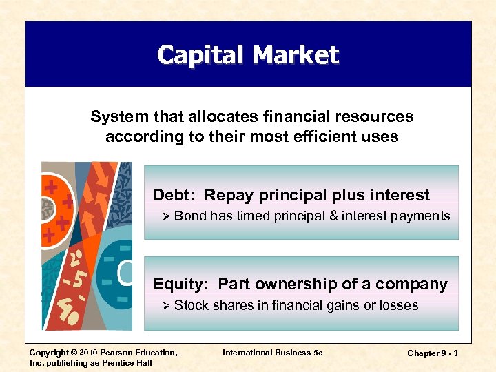 Capital Market System that allocates financial resources according to their most efficient uses Debt: