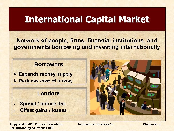 International Capital Market Network of people, firms, financial institutions, and governments borrowing and investing