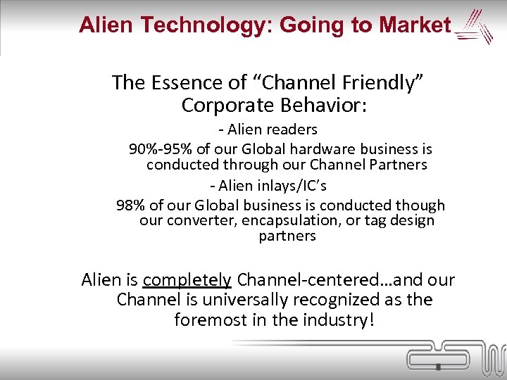 Alien Technology: Going to Market The Essence of “Channel Friendly” Corporate Behavior: - Alien