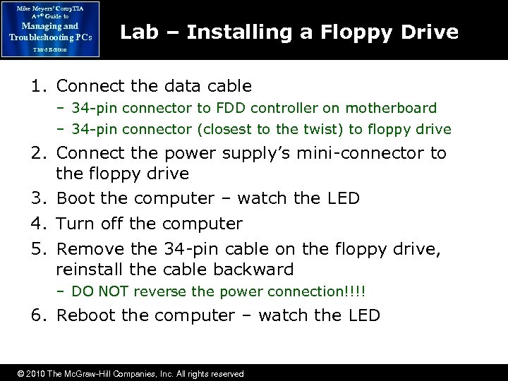 Mike Meyers’ Comp. TIA A+® Guide to Managing and Troubleshooting PCs Lab – Installing