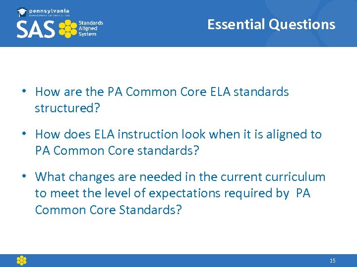 Essential Questions • How are the PA Common Core ELA standards structured? • How