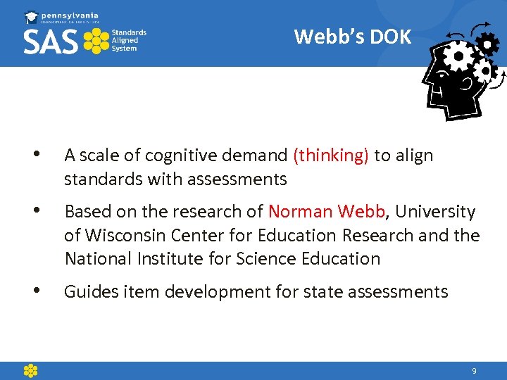 Webb’s DOK • A scale of cognitive demand (thinking) to align standards with assessments