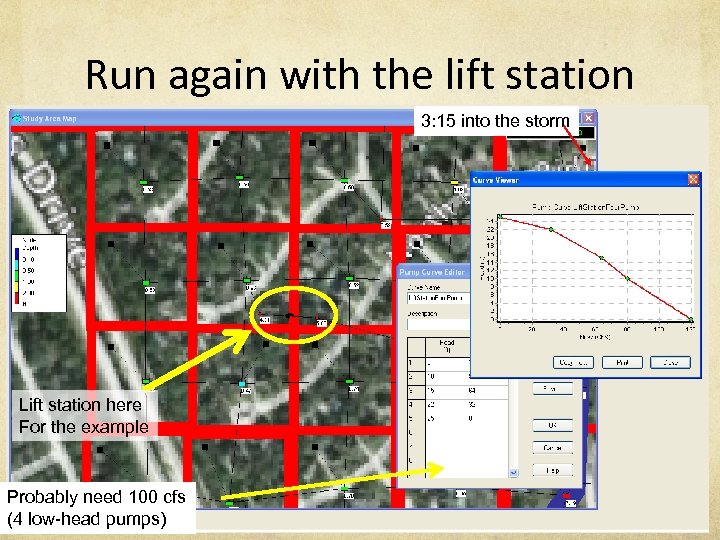 Run again with the lift station 3: 15 into the storm Lift station here