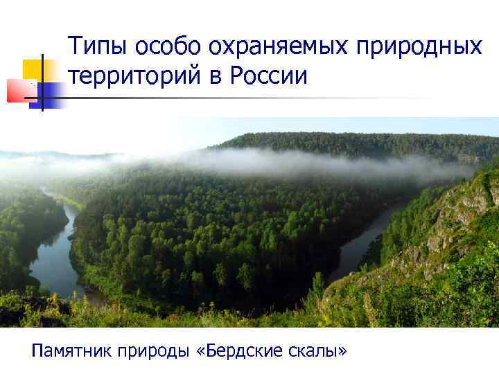 Типы особо охраняемых природных территорий в России Памятник природы «Бердские скалы» 