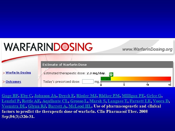 Gage BF, Eby C, Johnson JA, Deych E, Rieder MJ, Ridker PM, Milligan PE,