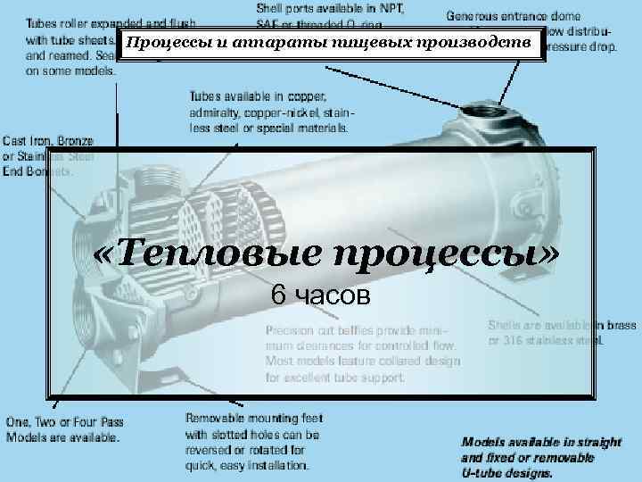 Процессы и аппараты пищевых производств «Тепловые процессы» 6 часов 