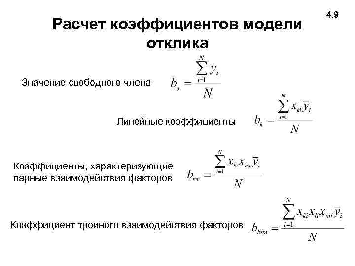 Коэффициенты модели