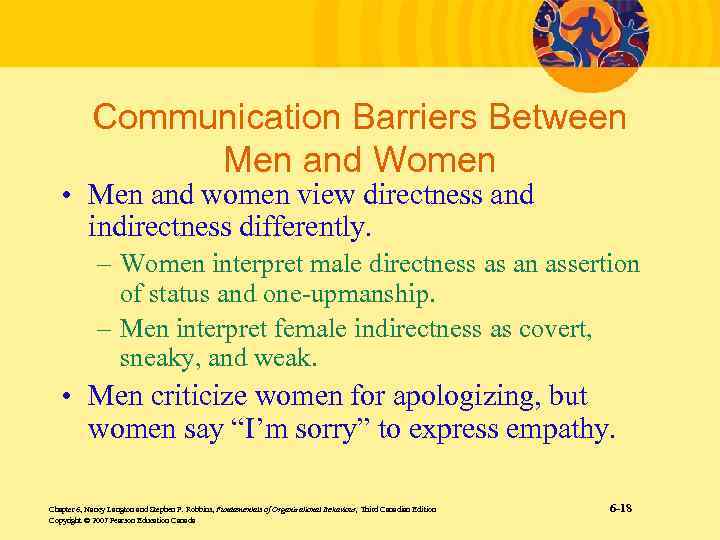 Communication Barriers Between Men and Women • Men and women view directness and indirectness