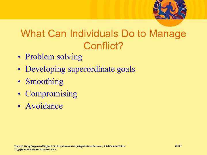 What Can Individuals Do to Manage Conflict? • • • Problem solving Developing superordinate