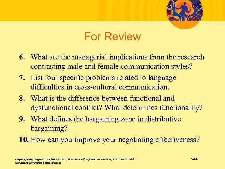 For Review 6. What are the managerial implications from the research contrasting male and