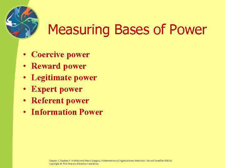 Measuring Bases of Power • • • Coercive power Reward power Legitimate power Expert