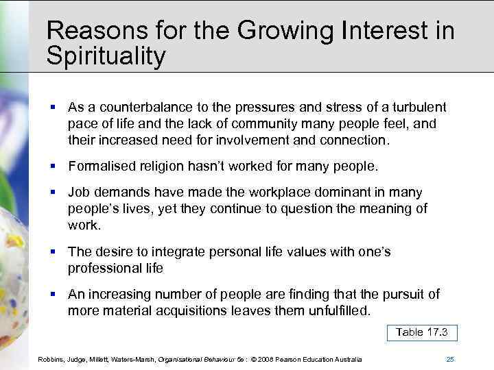 Reasons for the Growing Interest in Spirituality § As a counterbalance to the pressures