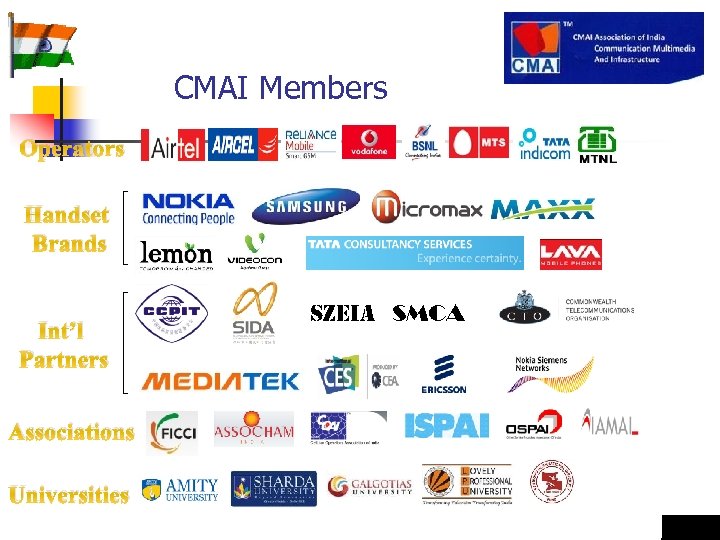 CMAI Members Operators Handset Brands Int’l Partners Associations Universities SZEIA SMCA 