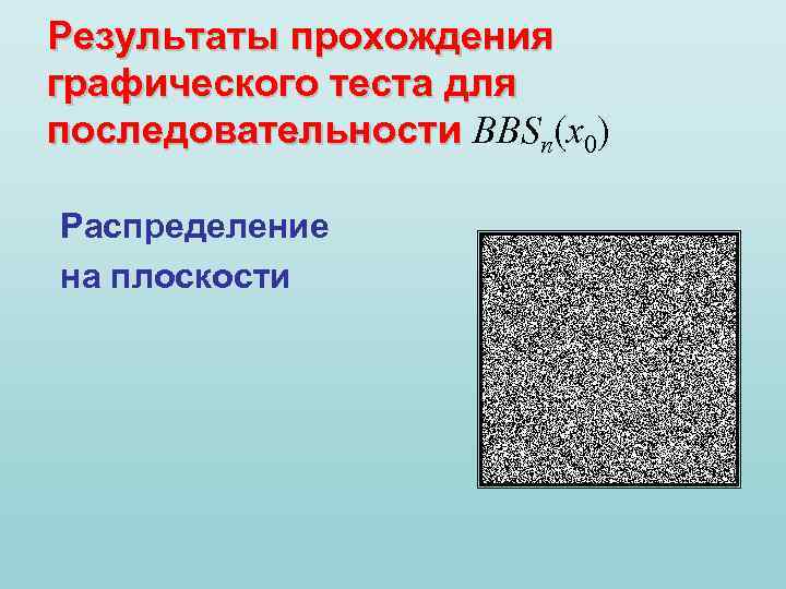 Результаты прохождения графического теста для последовательности BBSn(x 0) последовательности Распределение на плоскости 