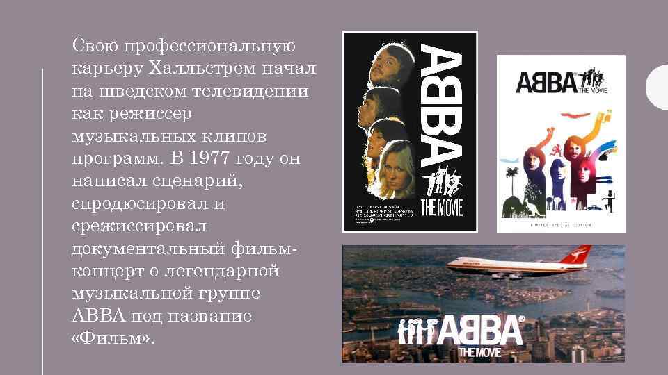 Свою профессиональную карьеру Халльстрем начал на шведском телевидении как режиссер музыкальных клипов программ. В