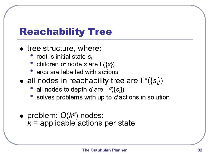 Reachability Tree l l l tree structure, where: • • • root is initial