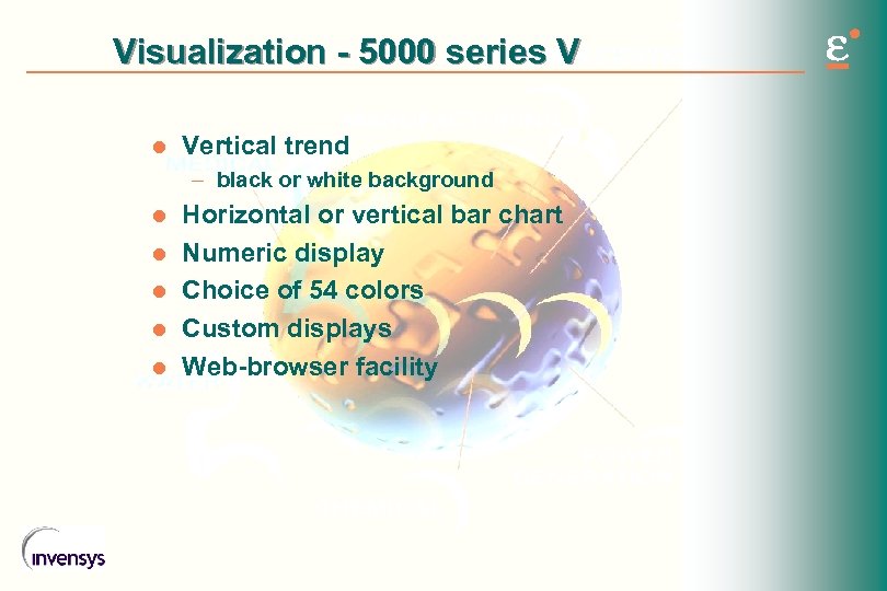 Visualization - 5000 series V l Vertical trend – black or white background l