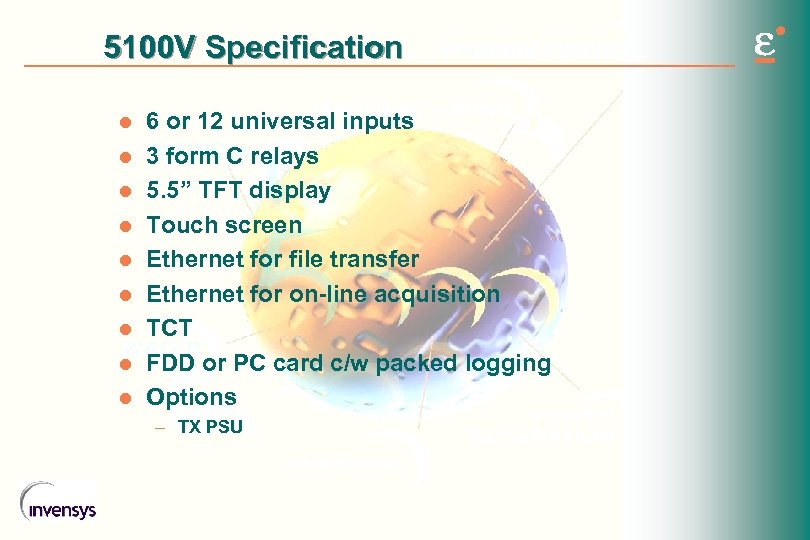 5100 V Specification l l l l l 6 or 12 universal inputs 3