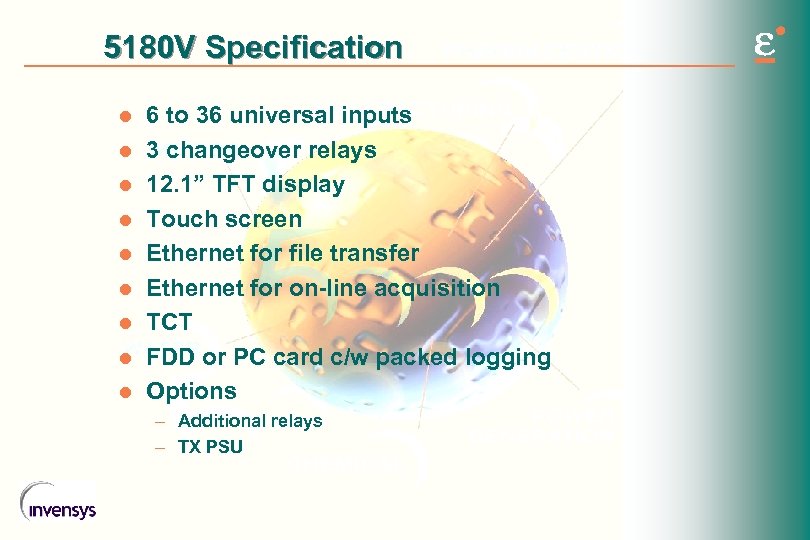 5180 V Specification l l l l l 6 to 36 universal inputs 3