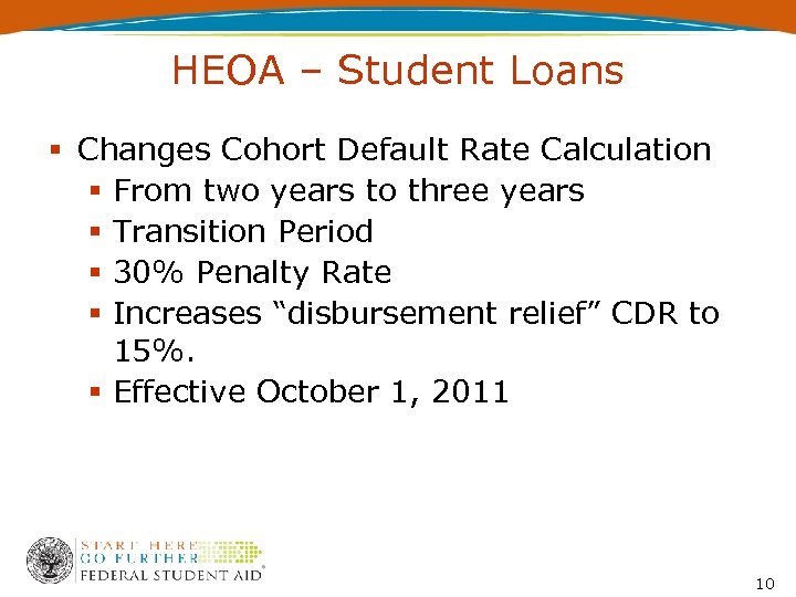 HEOA – Student Loans Changes Cohort Default Rate Calculation From two years to three
