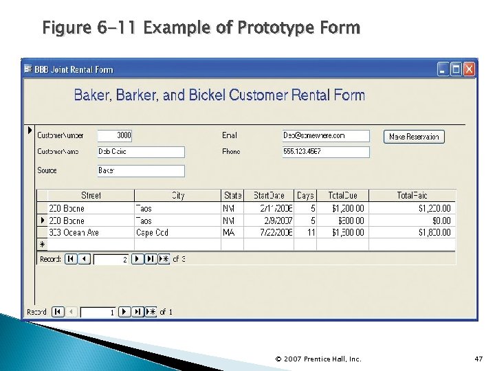 Figure 6 -11 Example of Prototype Form © 2007 Prentice Hall, Inc. 47 