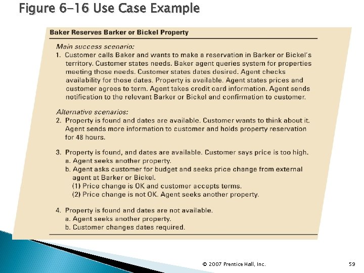 Figure 6 -16 Use Case Example © 2007 Prentice Hall, Inc. 59 