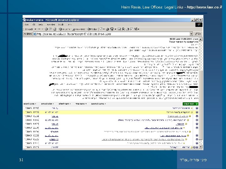 Haim Ravia, Law Offices: Legal Links - http: //www. law. co. il 31 פיני