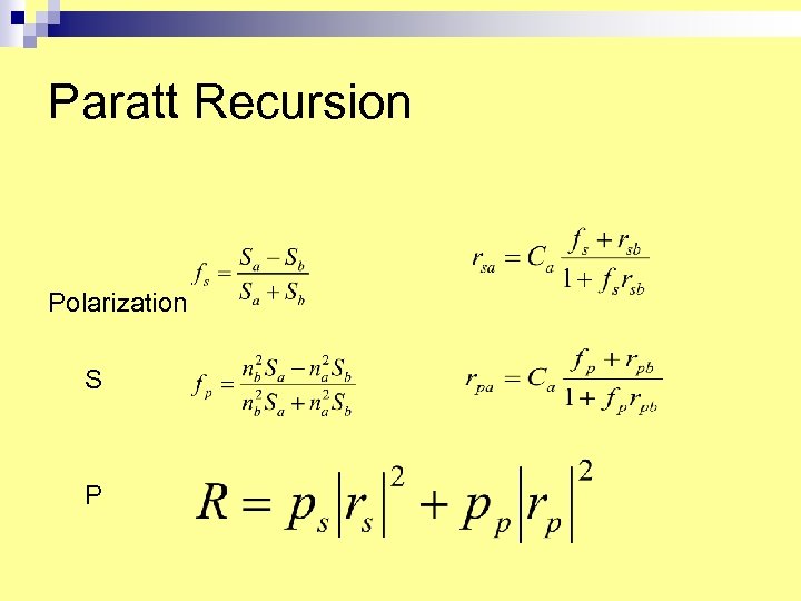 Paratt Recursion Polarization S P 