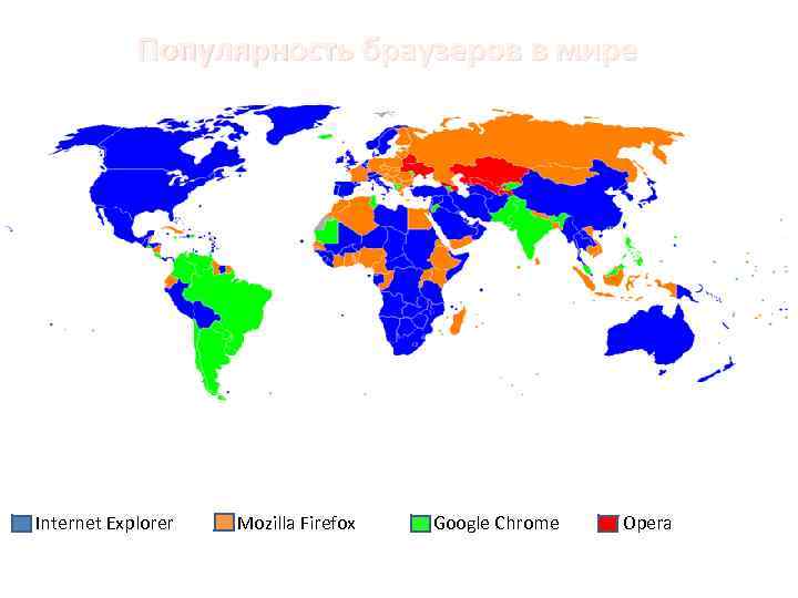 Популярность браузеров в мире Internet Explorer Mozilla Firefox Google Chrome Opera 