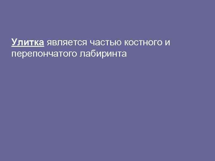 Улитка является частью костного и перепончатого лабиринта 