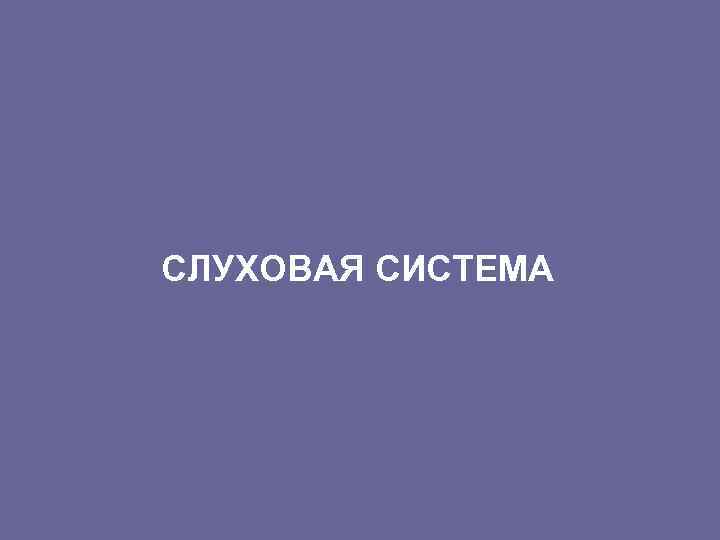 СЛУХОВАЯ СИСТЕМА 